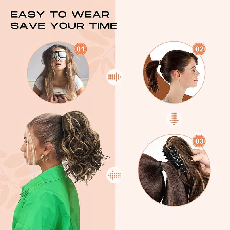 12-inch wavy claw clip ponytail extension, view 8 - MRSLM