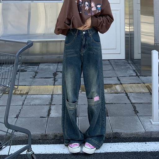 retro street embroidered jeans - MRSLM