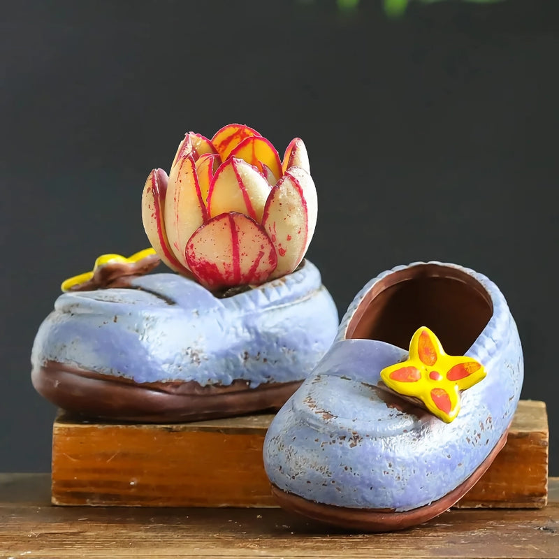 ceramic boot vase for succulents, view 2 - MRSLM