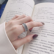 sterling silver tang grass pattern wide ring, view 6 - MRSLM