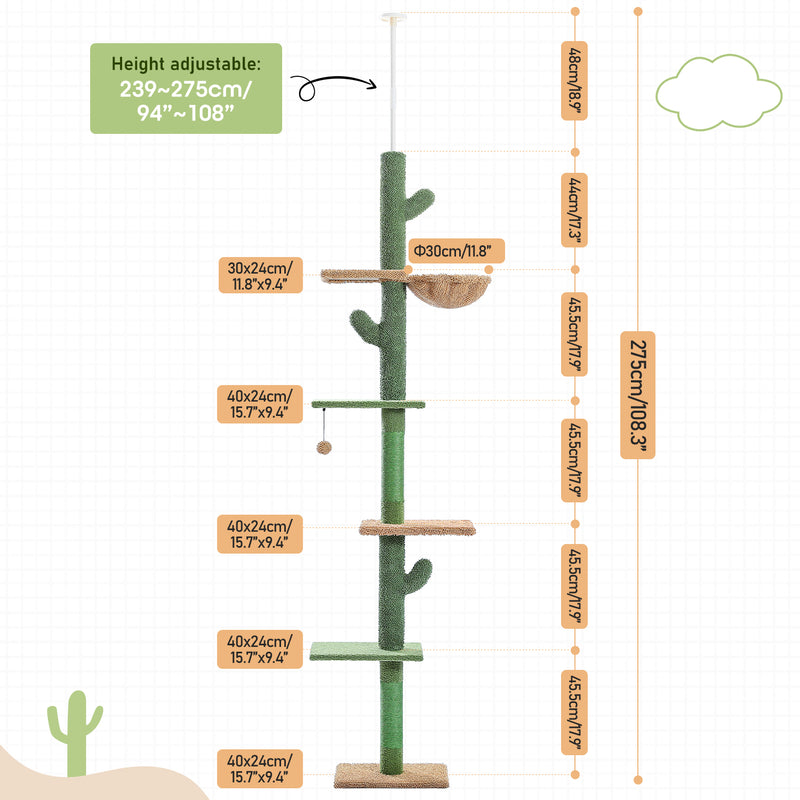 cactus cat tree floor to ceiling, view 2 - MRSLM