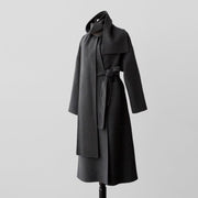 fashion women's coat with scarf collar, view 3 - MRSLM