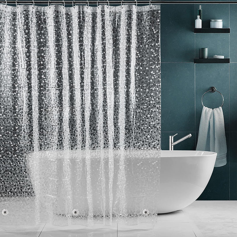 cobblestone geometric waterproof shower curtain, view 3 - MRSLM