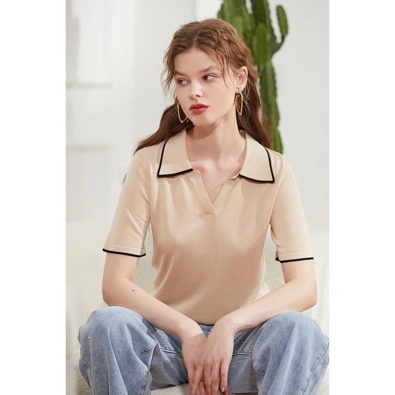 women's silk-blend knitted t-shirt, view 6 - MRSLM