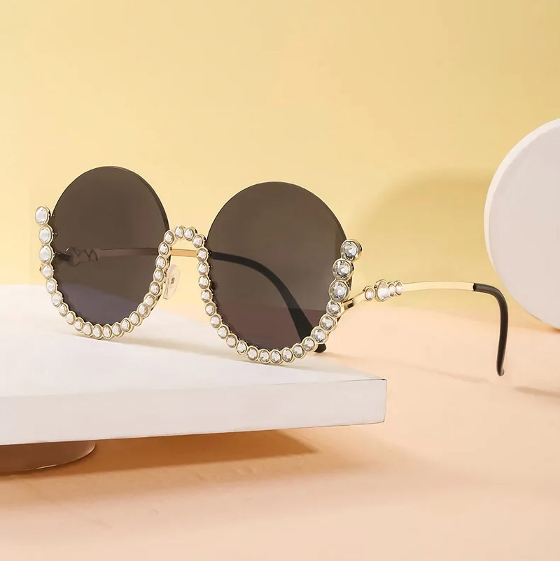 rhinestone round sunglasses, view 9 - MRSLM