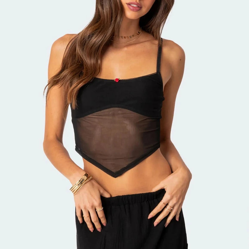 slim mesh cami top, view 4 - MRSLM