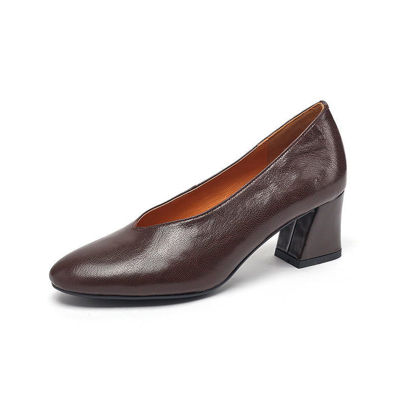 women's retro leather high heels, view 2 - MRSLM