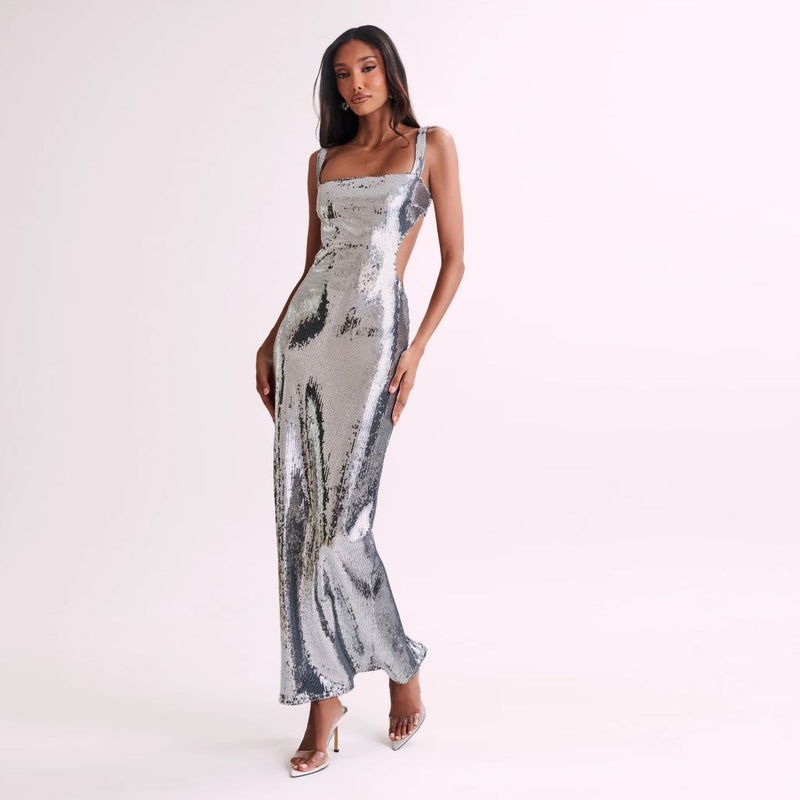 sling backless maxi dress, view 11 - MRSLM
