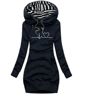 women's heart print long hoodie, view 4 - MRSLM