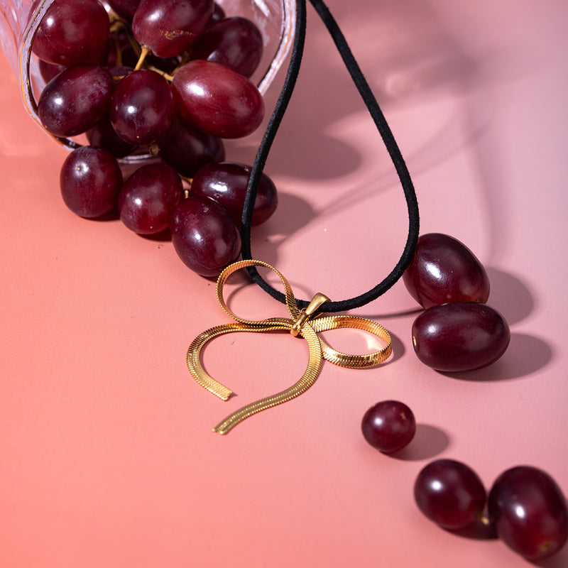 bowknot snake bone chain necklace, view 6 - MRSLM
