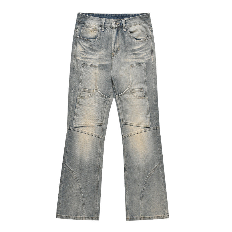 men's light blue distressed jeans, view 2 - MRSLM