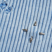 men's sunken stripe ripped sweater, view 4 - MRSLM