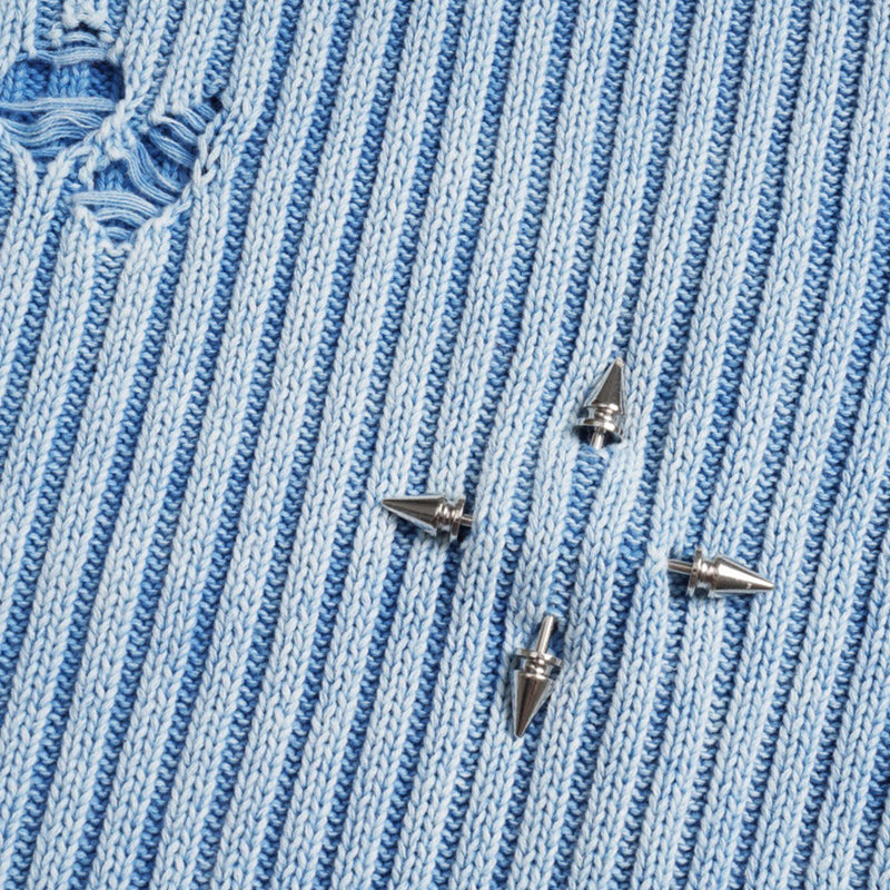 men's sunken stripe ripped sweater, view 4 - MRSLM