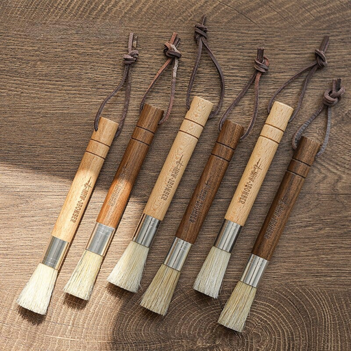 espresso grinder brush with wooden handle - MRSLM
