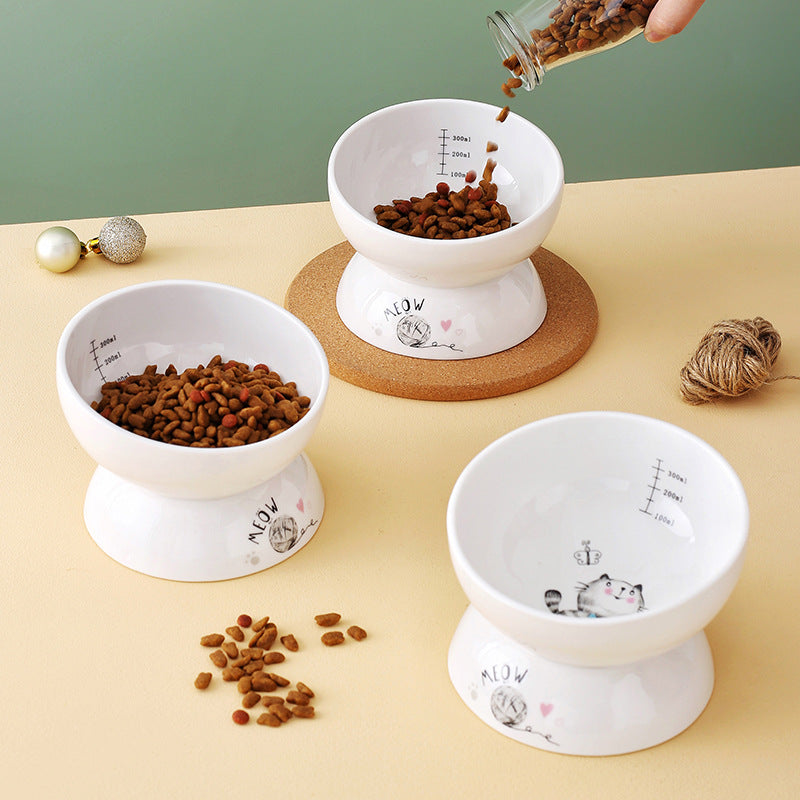 elevated ceramic cat bowl, view 6 - MRSLM