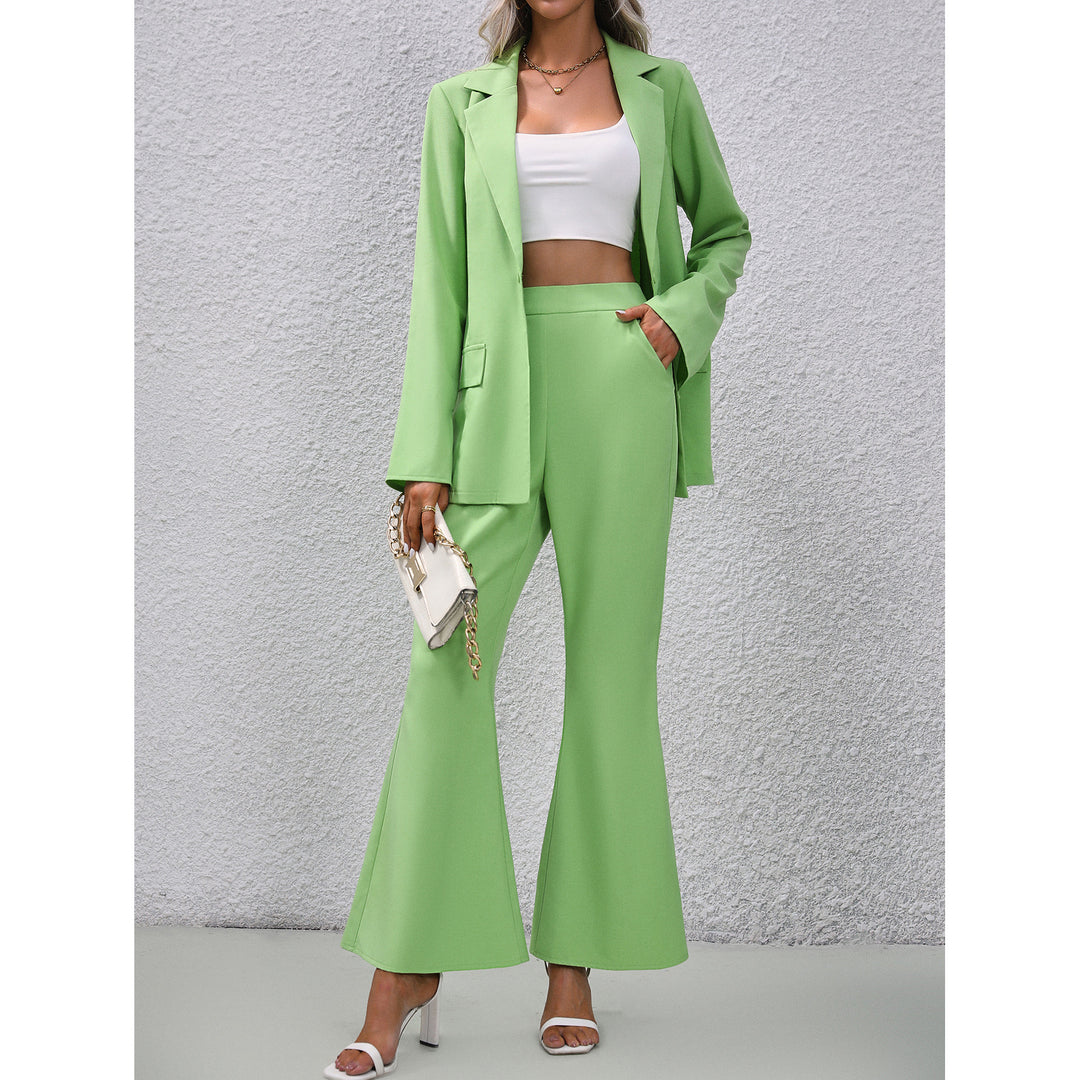 European And American Solid Color Small Suit Bell-bottom Pants