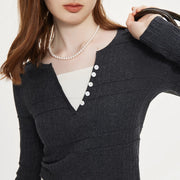 Slim fit knitted sweater, fake two-piece, view 6 - MRSLM