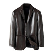 sheepskin suit collar leather jacket, view 2 - MRSLM