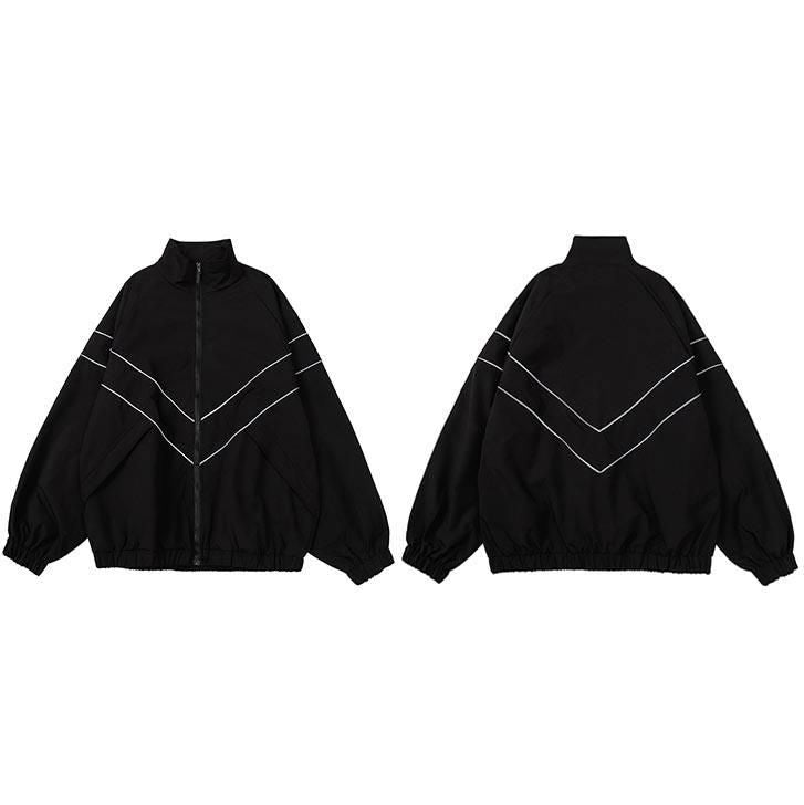 men's reflective striped hip hop jacket, view 2 - MRSLM
