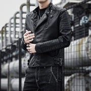men's PU leather jacket coat, view 5 - MRSLM