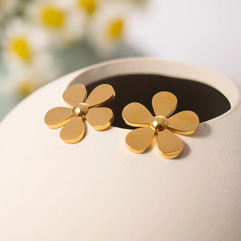 gold daisy earrings, view 8 - MRSLM
