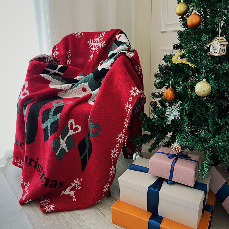 christmas tree knitted blanket, view 5 - MRSLM