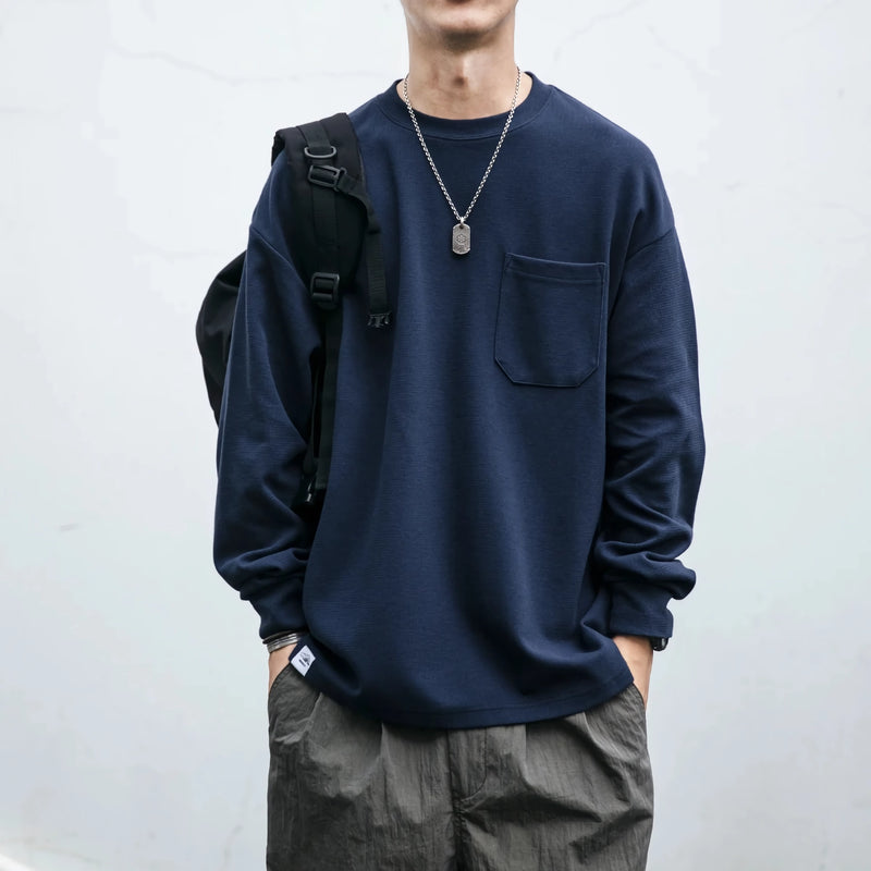 solid color long sleeve sweatshirt, view 8 - MRSLM