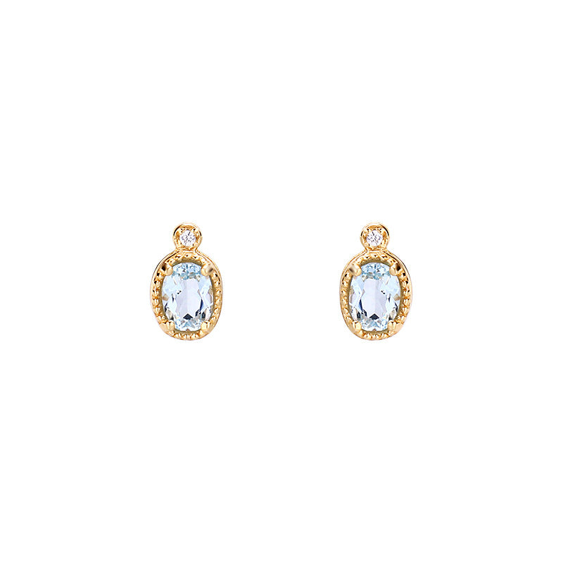sky blue water drop ear studs, view 4 - MRSLM
