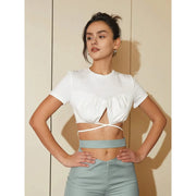 crisscross tie-back crop tee, view 5 - MRSLM
