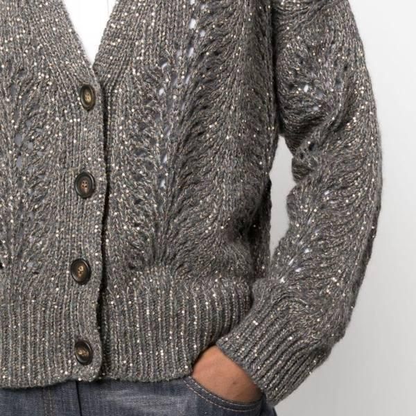 sequins cashmere blend cardigan sweater, view 4 - MRSLM