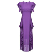 women's ruffled waist sheath long dress, view 4 - MRSLM