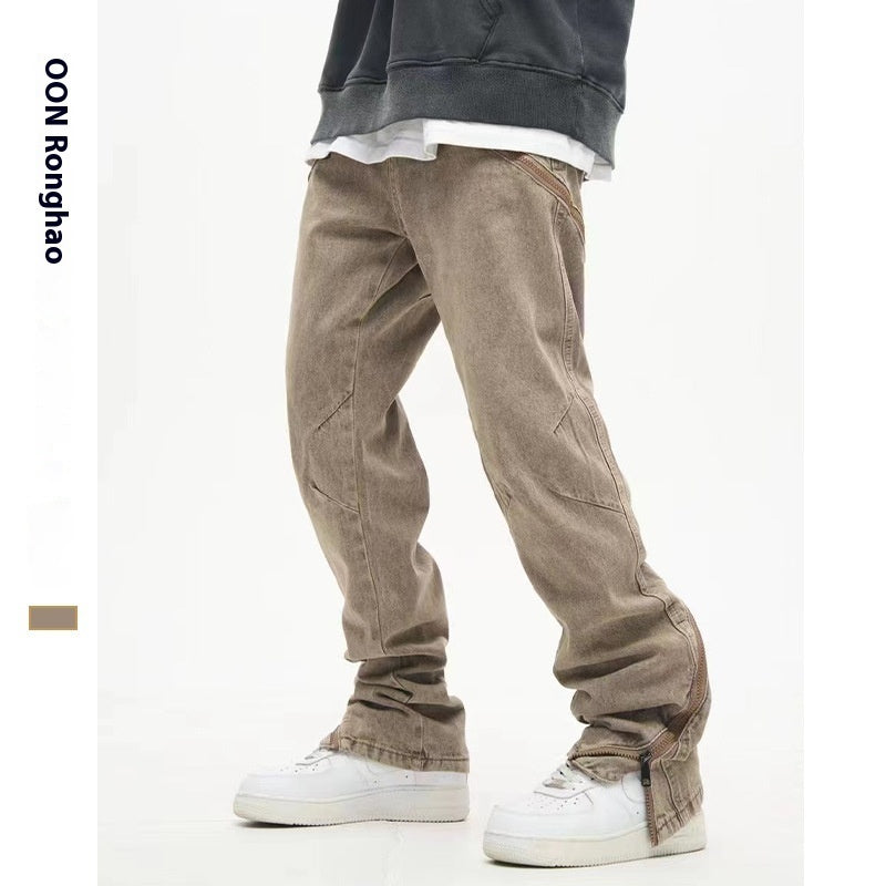 men's retro wash khaki pants, view 3 - MRSLM