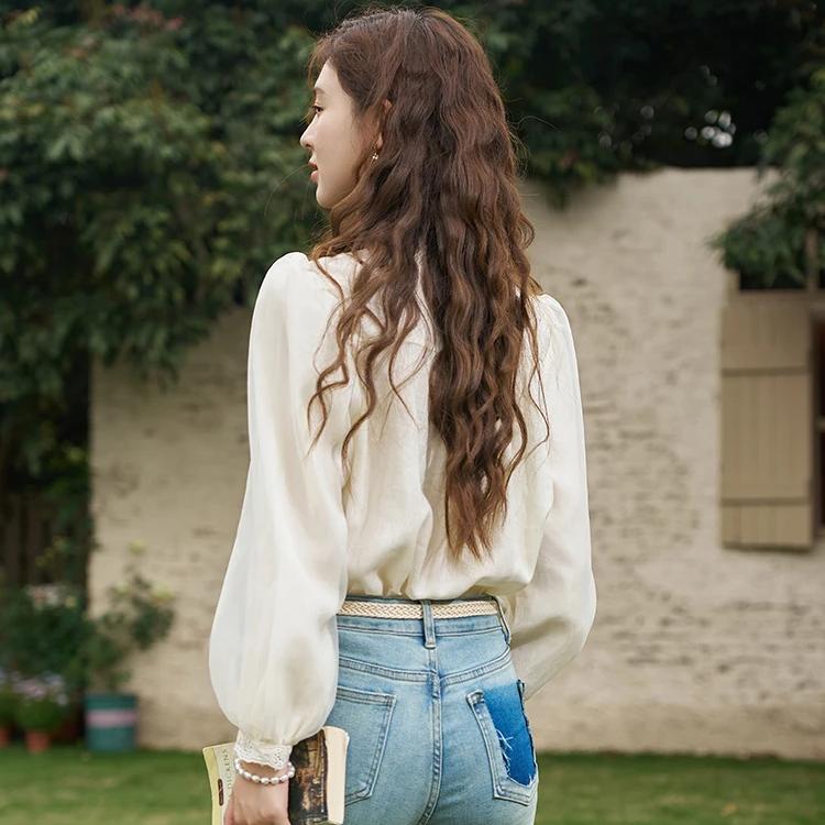 hollow embroidered mesh blouse, view 7 - MRSLM