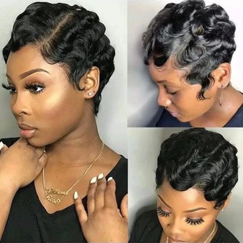 human hair pixie cut bob wig, view 2 - MRSLM