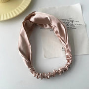 satin cross top knot headband, view 4 - MRSLM