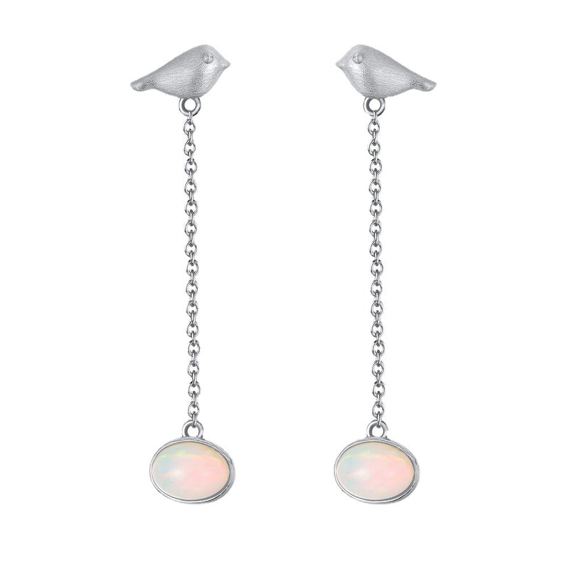 natural opal bird hammer earrings, view 2 - MRSLM