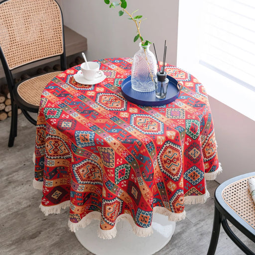 round jacquard red tablecloth - MRSLM