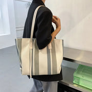 Striped canvas tote bag, view 12 - MRSLM