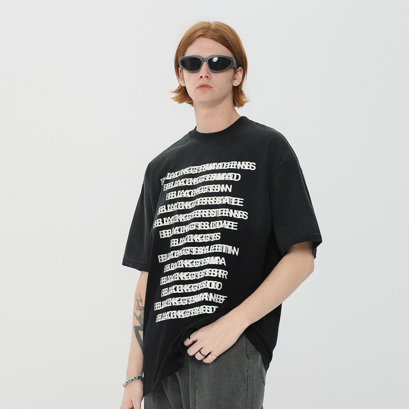 Letter gradient washed cotton T-shirt, view 2 - MRSLM