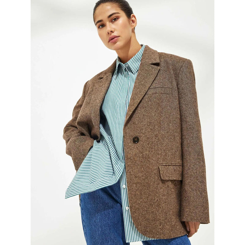 striped cotton blouse with lace-up detail, view 4 - MRSLM