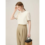 lace neckline knitted top, view 5 - MRSLM