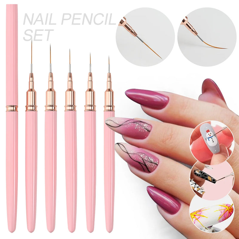 5-piece nail art liner brush set, view 2 - MRSLM