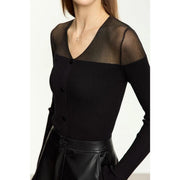 slim-fit V-neck patchwork sweater, view 26 - MRSLM