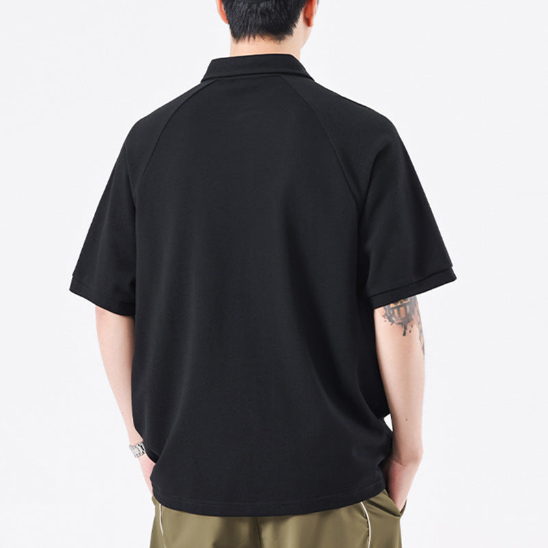 stitching deconstruction design polo shirt men, view 3 - MRSLM