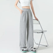 High waist wide leg gray sweatpants, view 3 - MRSLM