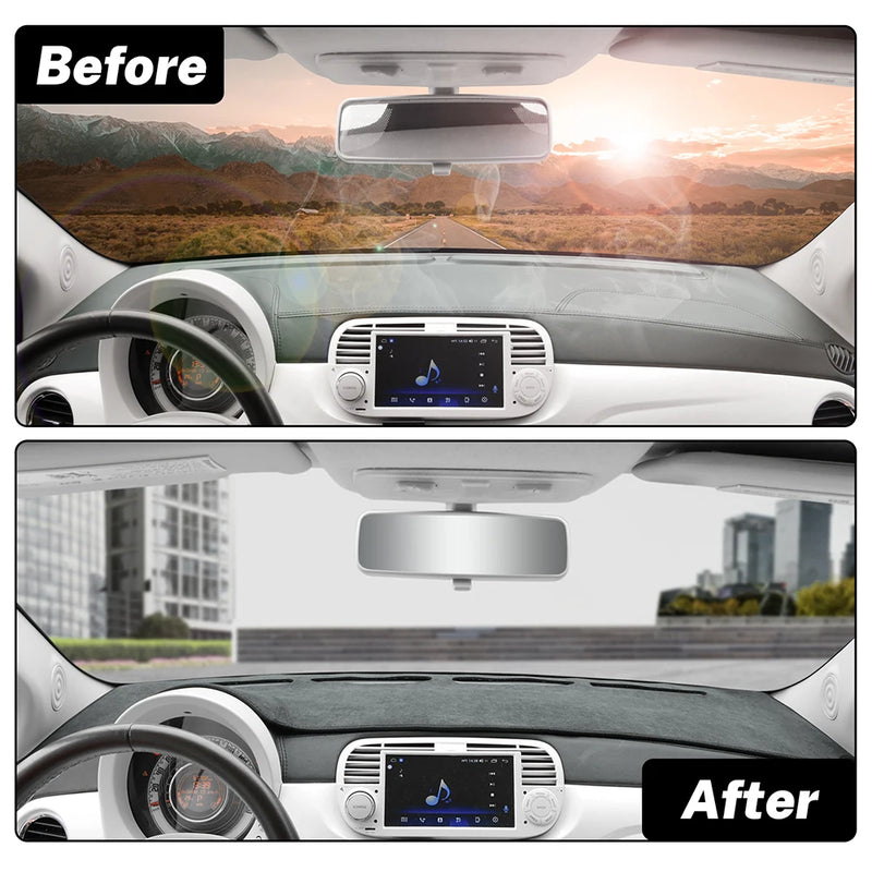 Flannel dash mat for Fiat 500, view 5 - MRSLM