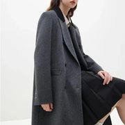 dark grey women's long wool coat, view 5 - MRSLM