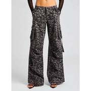 leopard print wide leg trousers, view 2 - MRSLM