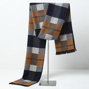 plaid men's cashmere scarf, view 7 - MRSLM