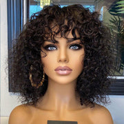 water wave human hair wig with bangs - MRSLM